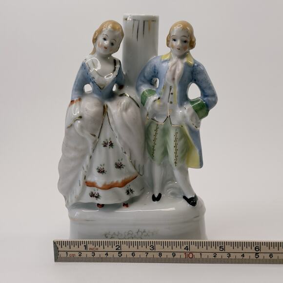 Occupied Japan Figurine 18th Century Couple Lamp Base Hand Painted 1945-1952 VTG - Picture 10 of 14